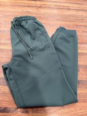 Kids Dark Green Drawstring Joggers with Ribbed Ankles